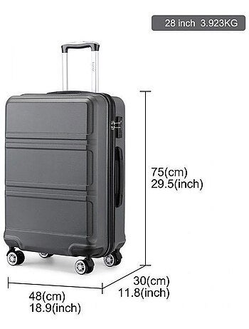Valise cabine - 75x48x30 cm abs 4 roulettes serrure tsa - kono