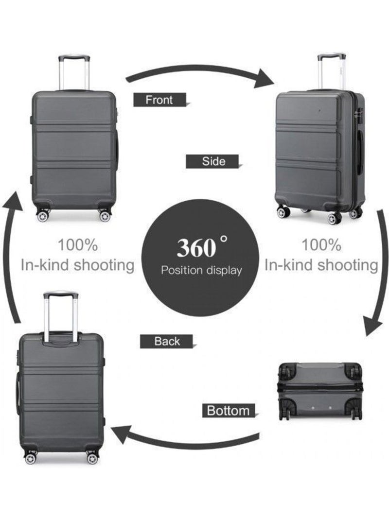 Valise cabine - 75x48x30 cm abs 4 roulettes serrure tsa - kono Gris - Kiabi