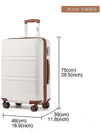Valise cabine - 75x48x30 cm, rigide abs, 4 roues 360°, serrure tsa - kono
