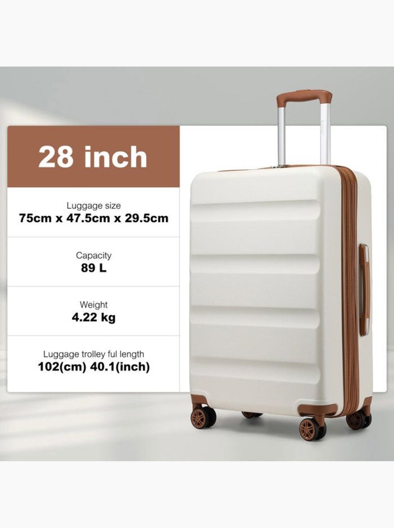 Valise cabine - 75x48x30 cm, rigide abs + pc, 4 roues 360°, serrure tsa - kono Crème - Kiabi