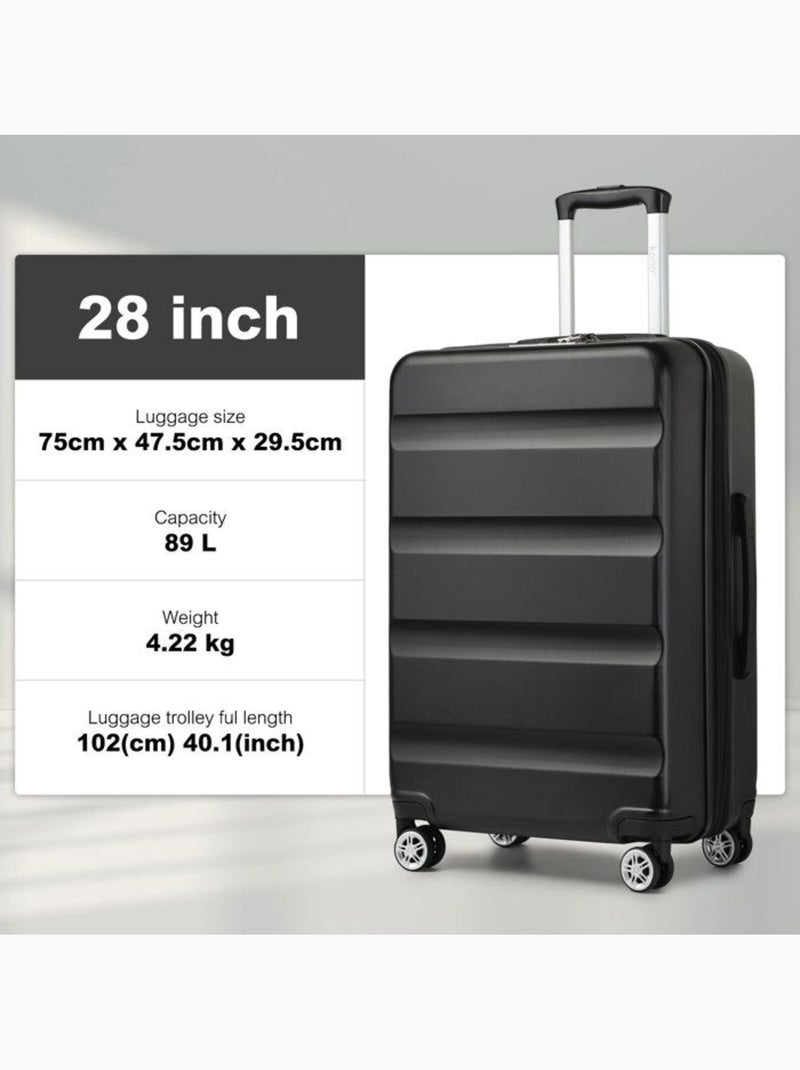 Valise cabine - 75x48x30 cm, rigide abs + pc, 4 roues 360°, serrure tsa - kono Noir - Kiabi
