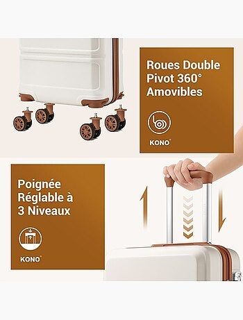 Valise cabine - 75x48x30 cm, rigide abs + pc, 4 roues, serrure tsa - kono