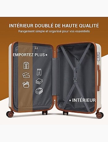 Valise cabine - 75x48x30 cm, rigide abs + pc, 4 roues, serrure tsa - kono