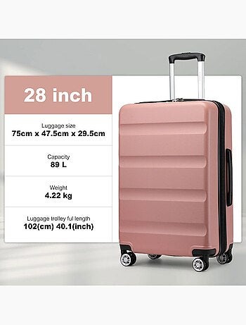 Valise cabine - 75x48x30 cm, rigide abs + pc, 4 roues, serrure tsa - kono