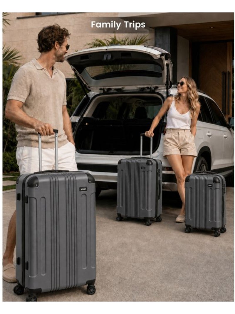 Valise cabine - 76x50x30 cm abs+pc 4 roulettes - kono Gris - Kiabi