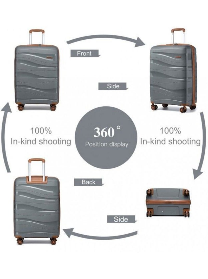 Valise cabine - 76x50x31 cm polypropylène 4 roulettes serrure tsa - kono Gris - Kiabi