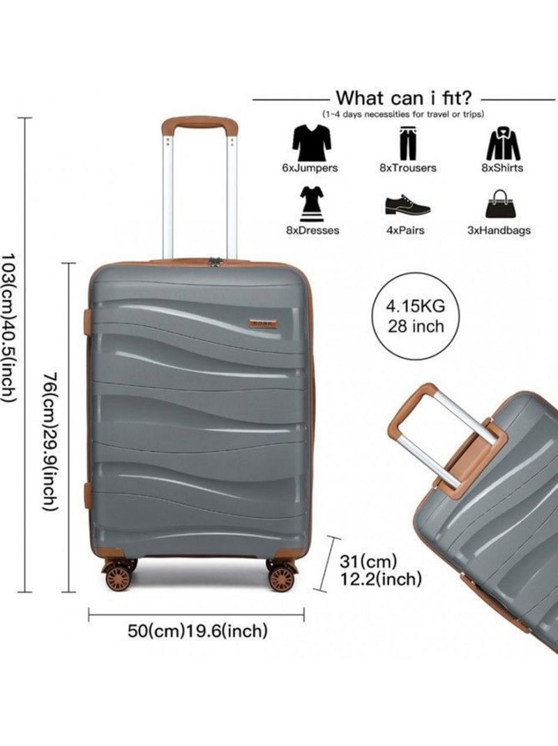Valise cabine - 76x50x31 cm polypropylène 4 roulettes serrure tsa - kono Gris - Kiabi