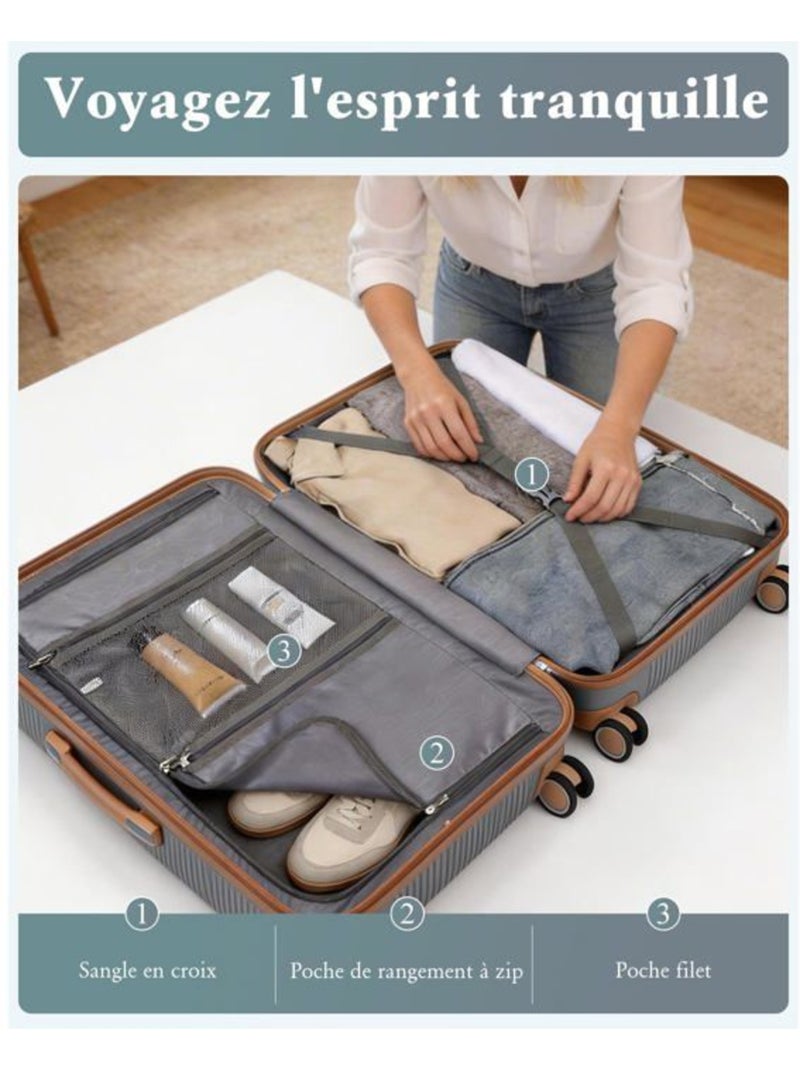 Valise cabine - 76x50x31 cm, rigide polypropylène (pp), serrure tsa - british traveller Gris - Kiabi