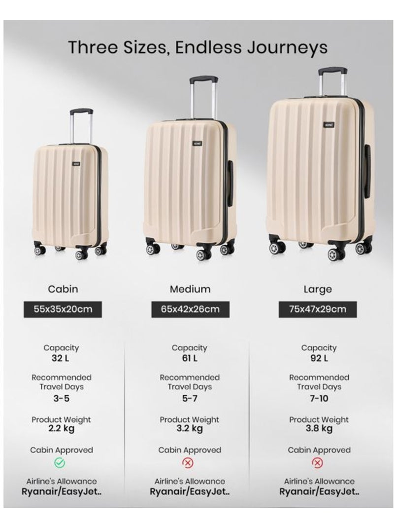 Valise cabine - 77x49.5x30 cm abs+pc - kono Beige - Kiabi