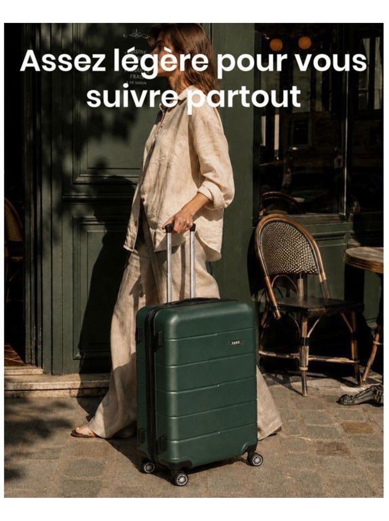 Valise cabine - polycarbonate, légère, 4 roulettes - kono Vert - Kiabi