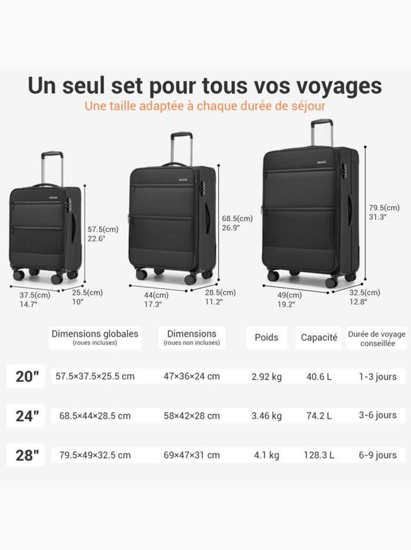 Valise cabine - rigide, 4 roulettes, serrure tsa - british traveller Noir - Kiabi