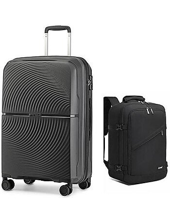 Valise cabine - rigide, 4 roulettes, serrure tsa - british traveller