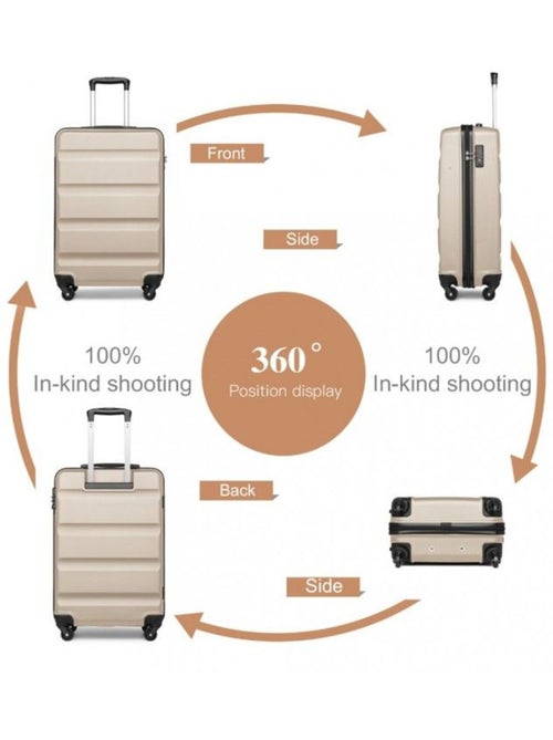 Valise cabine - rigide abs, 4 roues 360°, serrure tsa - kono - Kiabi