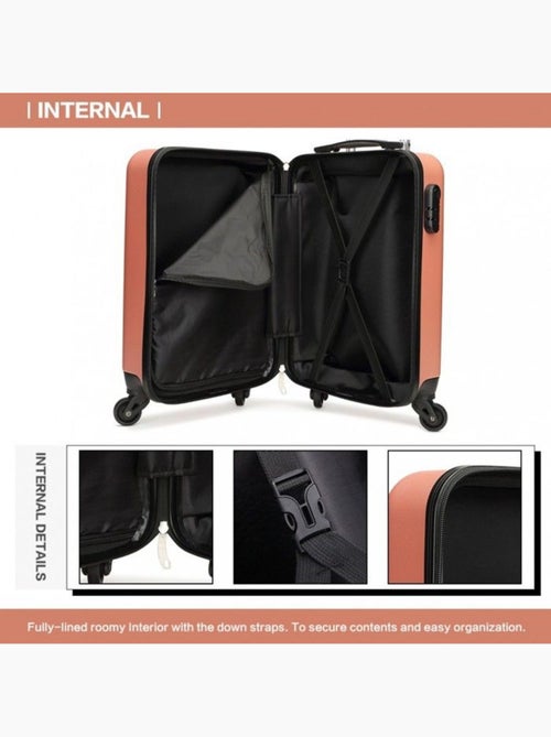 Valise cabine - rigide abs, 4 roues 360°, serrure tsa - kono - Kiabi Valise cabine - rigide abs, 4 roues 360°, serrure tsa - kono - Kiabi