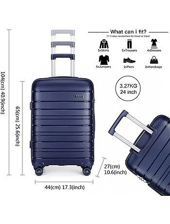 Valise cabine - rigide abs, 4 roues, serrure tsa - kono