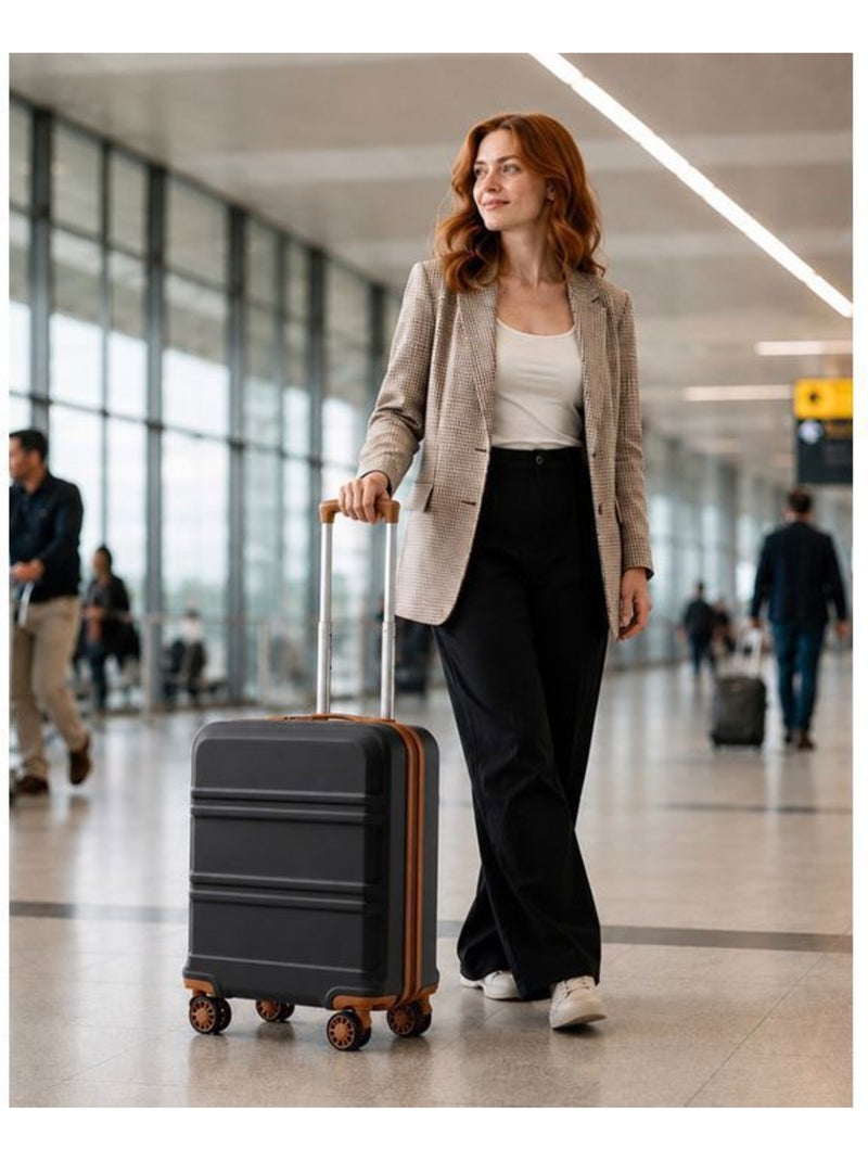 Valise cabine - rigide, abs, 4 roulettes, serrure tsa - kono Noir - Kiabi