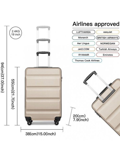 Valise cabine - rigide, abs, légère, 4 roulettes, serrure tsa - kono - Kiabi Valise cabine - rigide, abs, légère, 4 roulettes, serrure tsa - kono - Kiabi