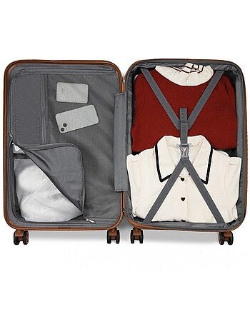 Valise cabine - rigide, abs, légère, 4 roulettes, serrure tsa - kono