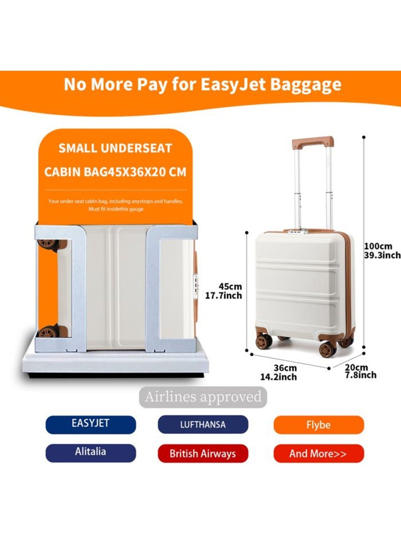 Valise cabine - rigide, abs, légère, 4 roulettes, serrure tsa - kono Blanc - Kiabi