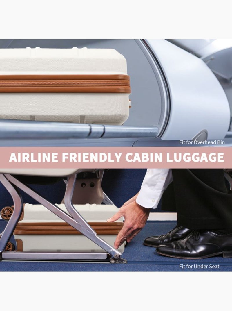 Valise cabine - rigide, abs, légère, 4 roulettes, serrure tsa - kono Blanc - Kiabi