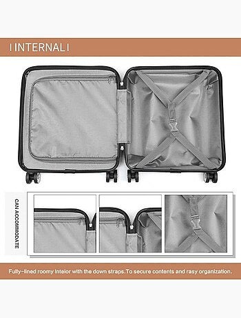 Valise cabine - rigide, abs, légère, 4 roulettes, serrure tsa - kono