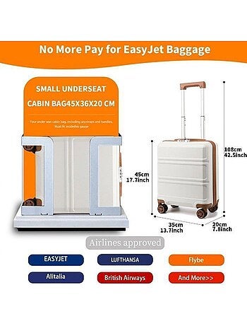 Valise cabine - rigide, abs, légère, 4 roulettes, serrure tsa - kono