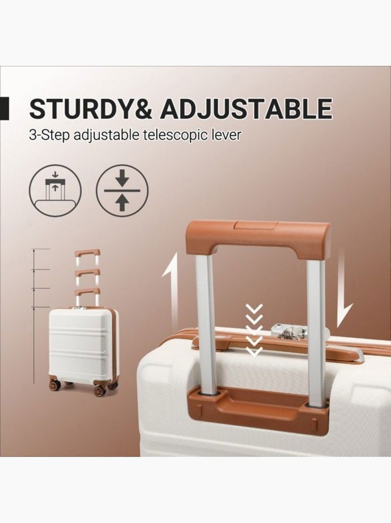 Valise cabine - rigide, abs, légère, 4 roulettes, serrure tsa - kono Blanc - Kiabi