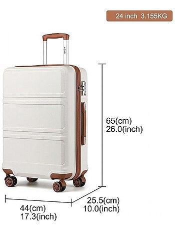 Valise cabine - rigide, abs, légère, 4 roulettes, serrure tsa - kono