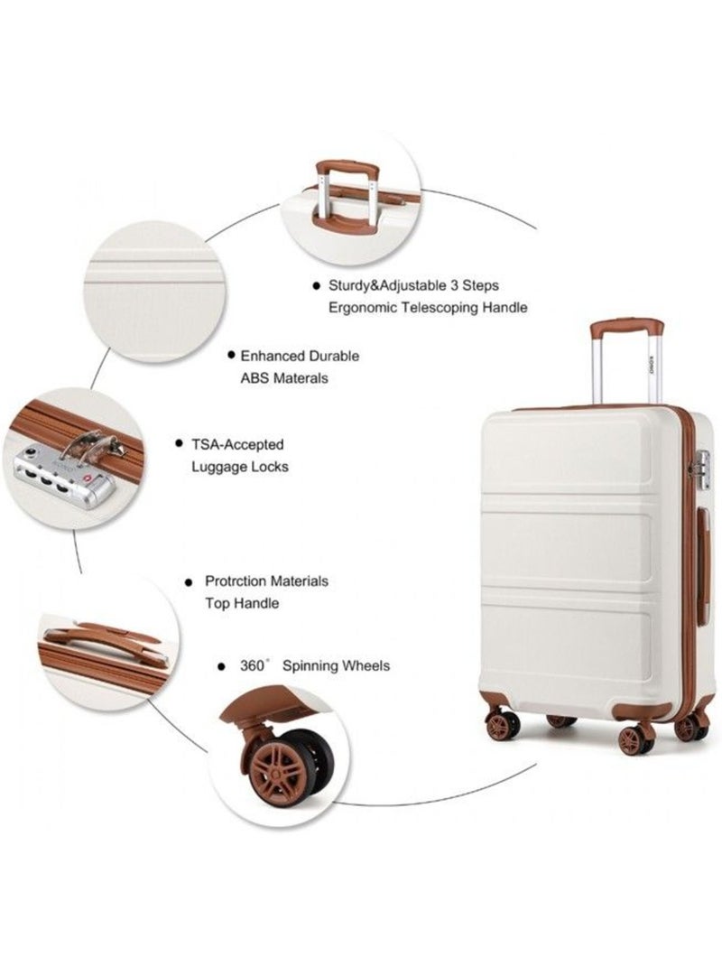 Valise cabine - rigide, abs, légère, 4 roulettes, serrure tsa - kono Blanc - Kiabi