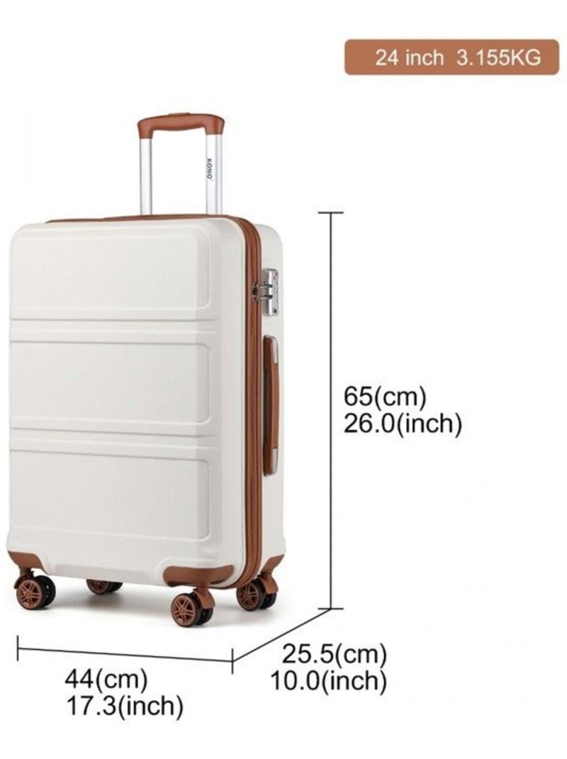 Valise cabine - rigide, abs, légère, 4 roulettes, serrure tsa - kono Blanc - Kiabi