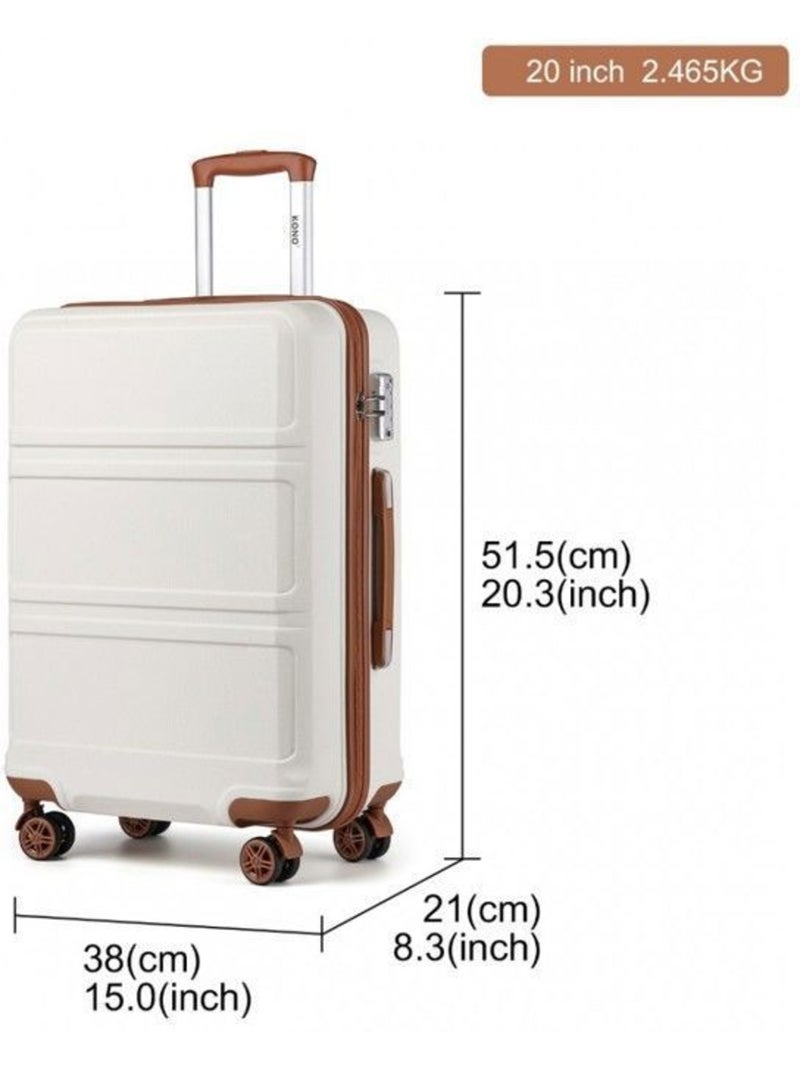 Valise cabine - rigide, abs, légère, 4 roulettes, serrure tsa - kono Blanc - Kiabi