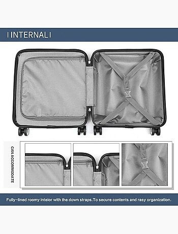 Valise cabine - rigide, abs, légère, 4 roulettes, serrure tsa - kono