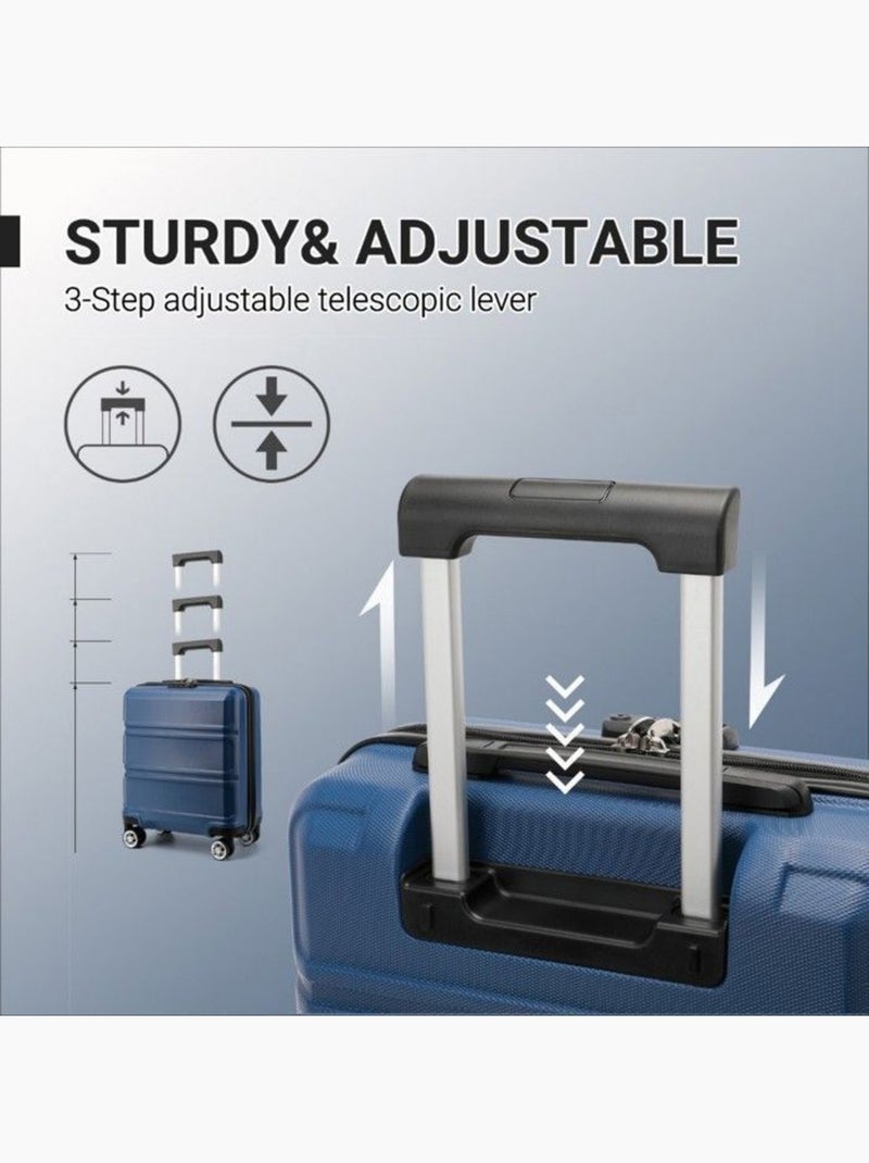 Valise cabine - rigide, abs, légère, 4 roulettes, serrure tsa - kono Bleu - Kiabi