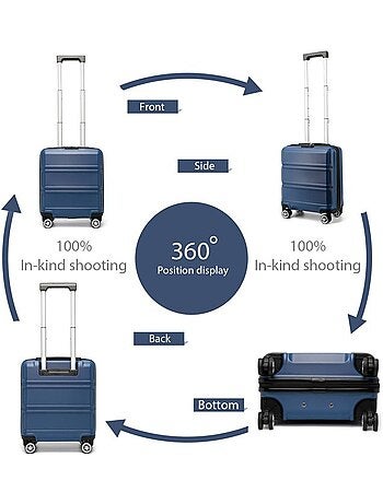 Valise cabine - rigide, abs, légère, 4 roulettes, serrure tsa - kono