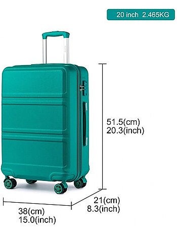 Valise cabine - rigide, abs, légère, 4 roulettes, serrure tsa - kono