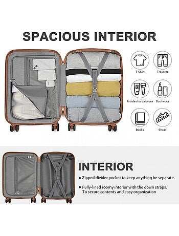 Valise cabine - rigide, abs, légère, 4 roulettes, serrure tsa - kono
