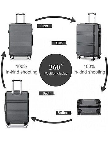 Valise cabine - rigide, abs, légère, 4 roulettes, serrure tsa - kono