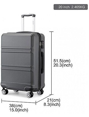 Valise cabine - rigide, abs, légère, 4 roulettes, serrure tsa - kono