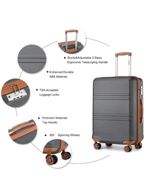 Valise cabine - rigide, abs, légère, 4 roulettes, serrure tsa - kono - Kiabi