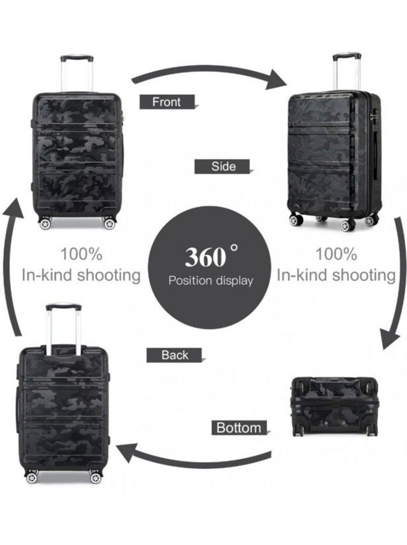 Valise cabine - rigide, abs, légère, 4 roulettes, serrure tsa - kono Noir - Kiabi