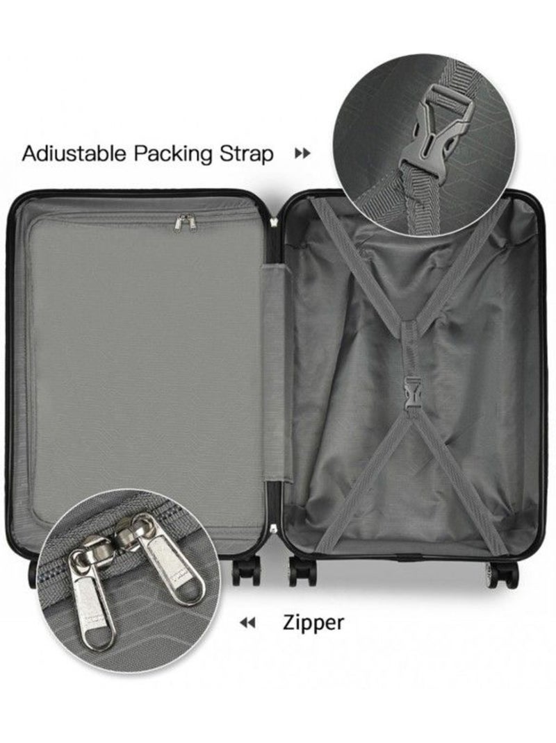 Valise cabine - rigide, abs, légère, 4 roulettes, serrure tsa - kono Noir - Kiabi