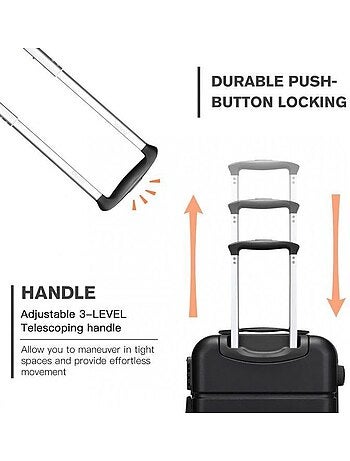 Valise cabine - rigide, abs, légère, 4 roulettes, serrure tsa - kono