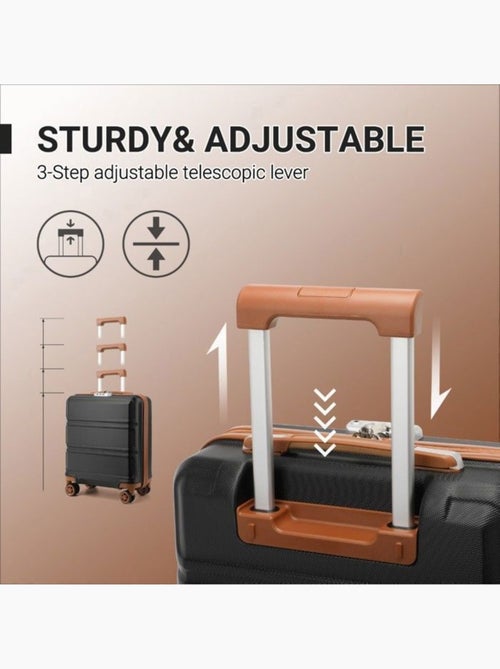 Valise cabine - rigide, abs, légère, 4 roulettes, serrure tsa - kono - Kiabi