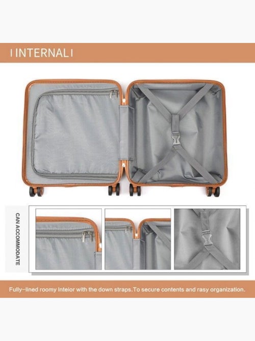 Valise cabine - rigide, abs, légère, 4 roulettes, serrure tsa - kono - Kiabi