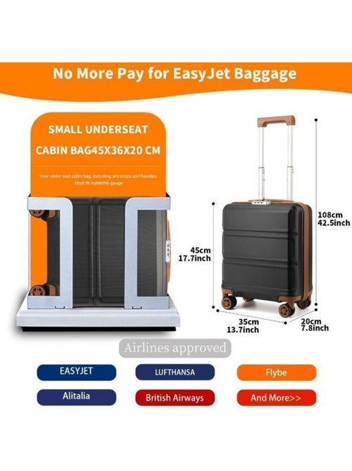 Valise cabine - rigide, abs, légère, 4 roulettes, serrure tsa - kono - Kiabi