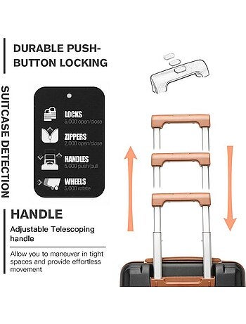 Valise cabine - rigide, abs, légère, 4 roulettes, serrure tsa - kono