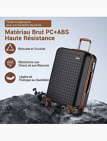 Valise cabine - rigide, abs, légère, 4 roulettes, serrure tsa - kono