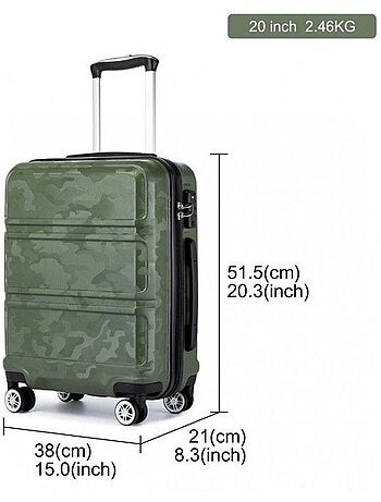 Valise cabine - rigide, abs, légère, 4 roulettes, serrure tsa - kono