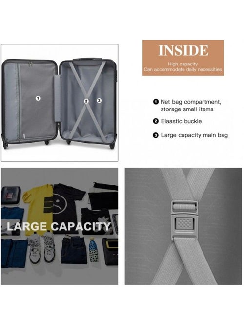 Valise cabine - rigide, abs, légère, 4 roulettes, serrure tsa - kono - Kiabi