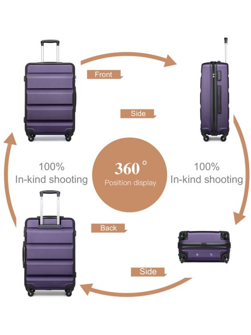 Valise cabine - rigide, abs, légère, 4 roulettes, serrure tsa - kono Violet - Kiabi
